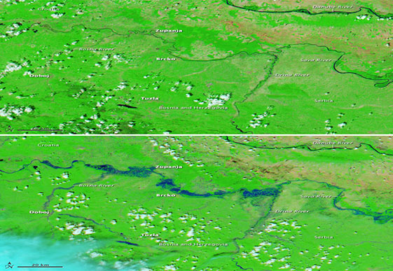 Сербия, наводнение, Сеница.ру, MODIS