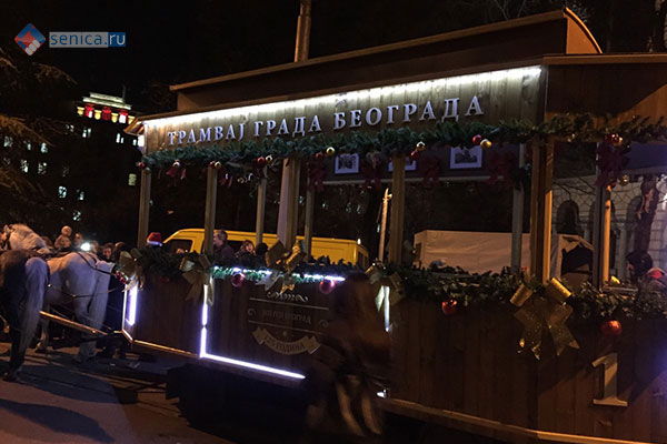 На улицах Белграда появилась новогодняя конка 