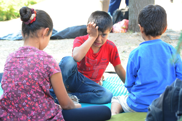 Дети в лагере беженцев в Прешево