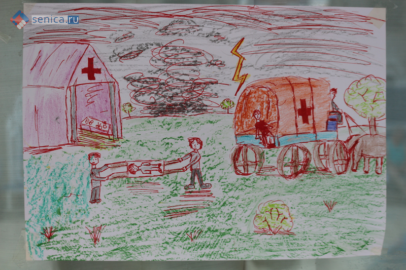 Детский рисунок на тему Красного креста