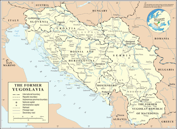 Карта бывшей Югославии