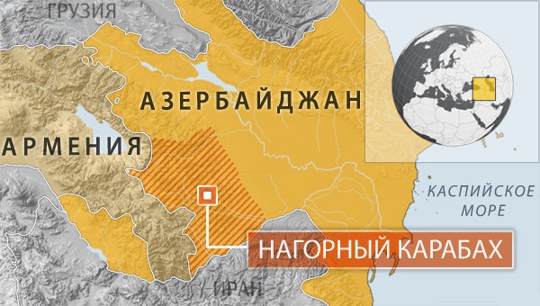Область Нагорного Карабаха на карте