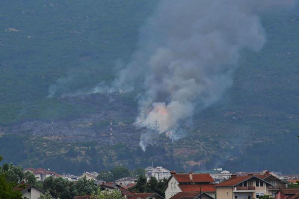 Пожар вблизи Охрида в Македонии