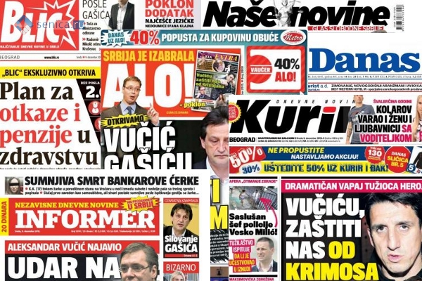 Заголовки сербских газет