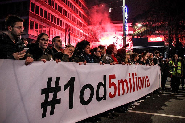Десятый протест "1 из 5 миллионов" в Белграде