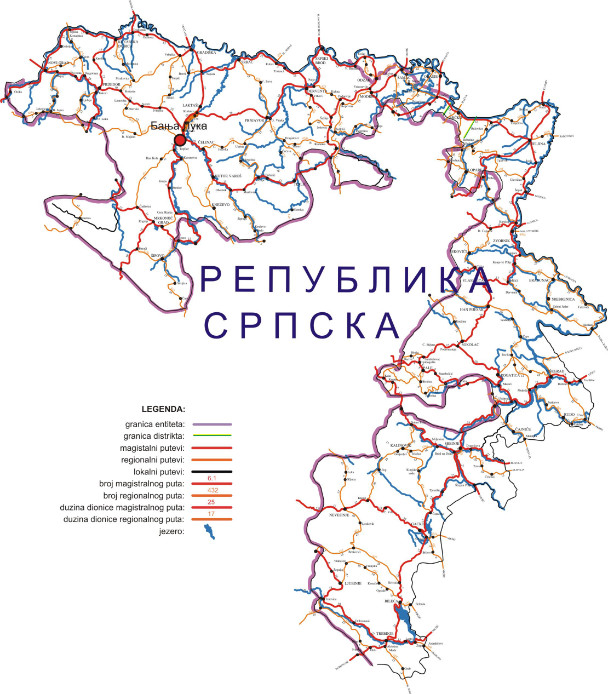 Автомобильная карта Республики Сербской, Сеница.ру