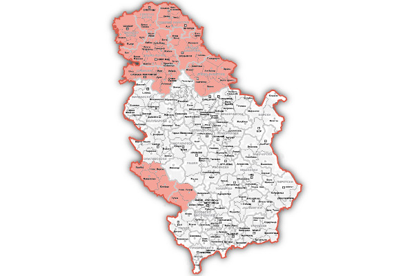 Воеводина и Санджак на карте Сербии
