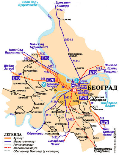 Транспортная схема Белграда