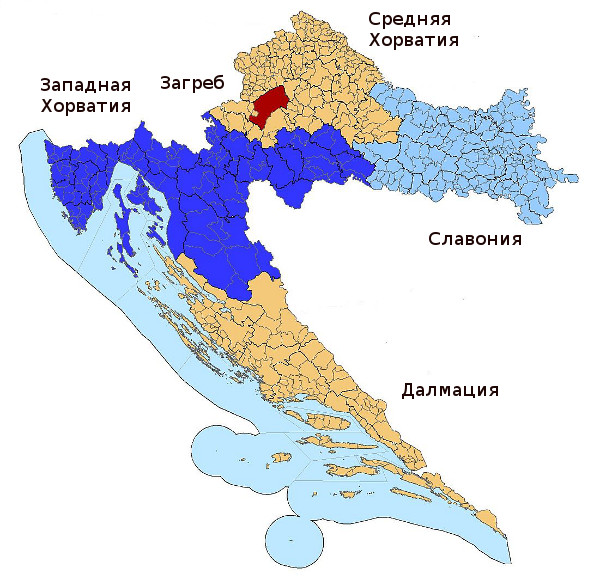 Предполагаемое новое деление Хорватии на регионы