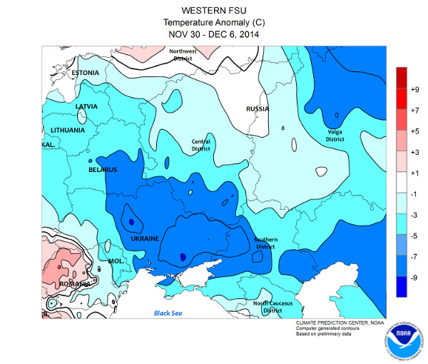 Температура на Украине, в России и Белоруссии