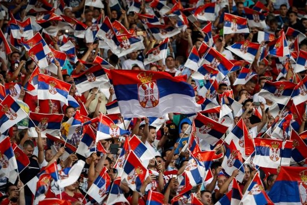 Флаги Сербии на стадионе Црвены Звезды