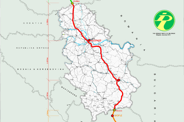 Карта будущей скоростной железной дороги Сербии